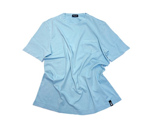 Drumohr - Sky Blue Pocket Washed Cotton T-shirt
